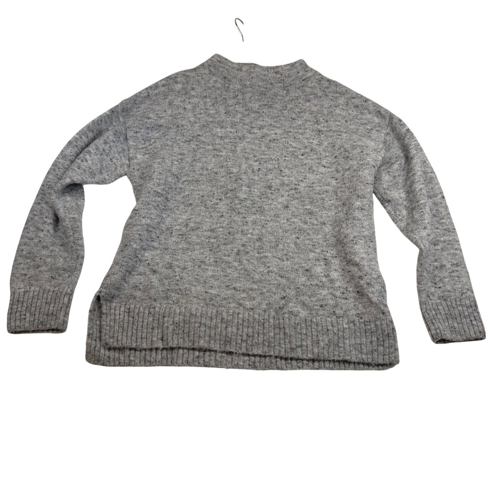 Well Worn Grey Marl Mock Neck Pullover Sweater Womens Medium Drop Shoulder Slits